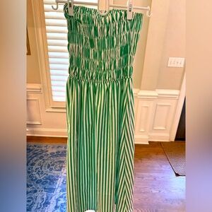 Brand new SHEIN green & white striped strapless midi dress💚
